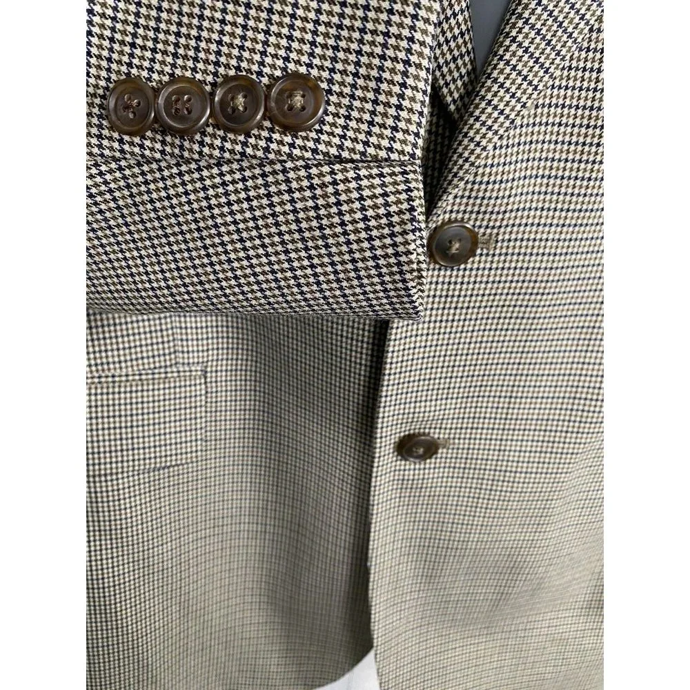 Kilburne and Finch Multicolor Houndstooth Wool Blend 2 Button Blazer Jacket 42R